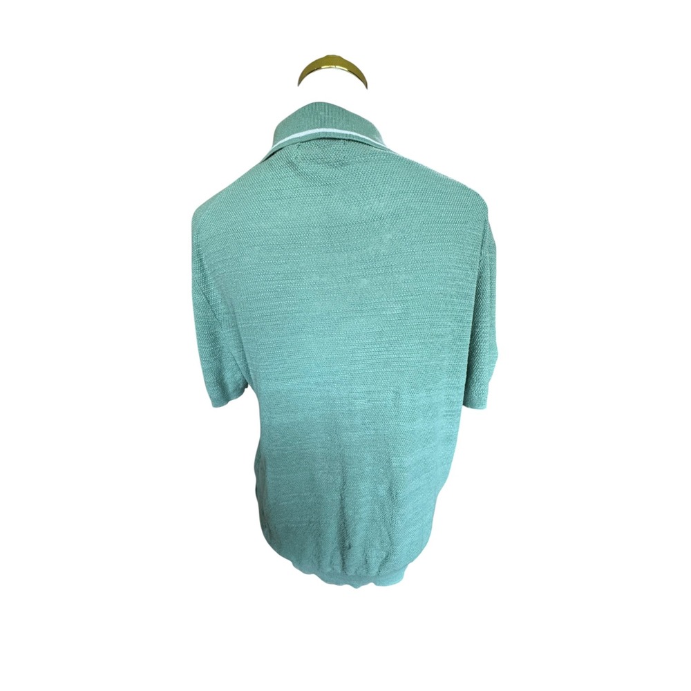 Polo Ralph Lauren Knit Polo Shirt Mens M Faded Mint Cotton Linen Sweater NWT - Picture 3 of 9